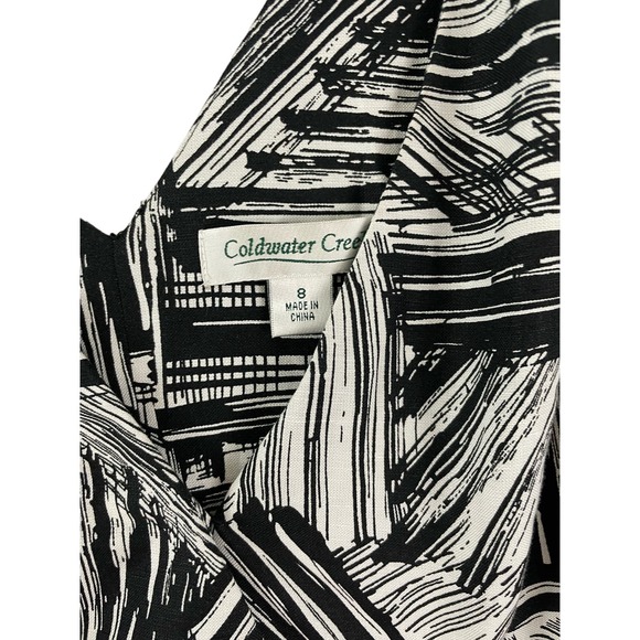 Coldwater Creek Size 8 Dress Black White A Line V Neck Modern Sleek Zipper - Picture 4 of 7